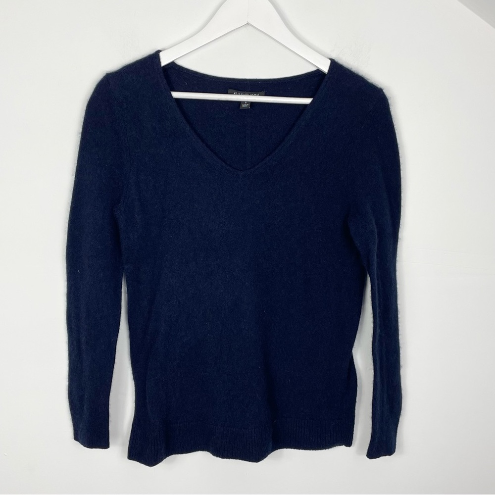 41 Hawthorn Navy Blue Womens Pullover 100% Cashmere Minimalistic Sweater Size M